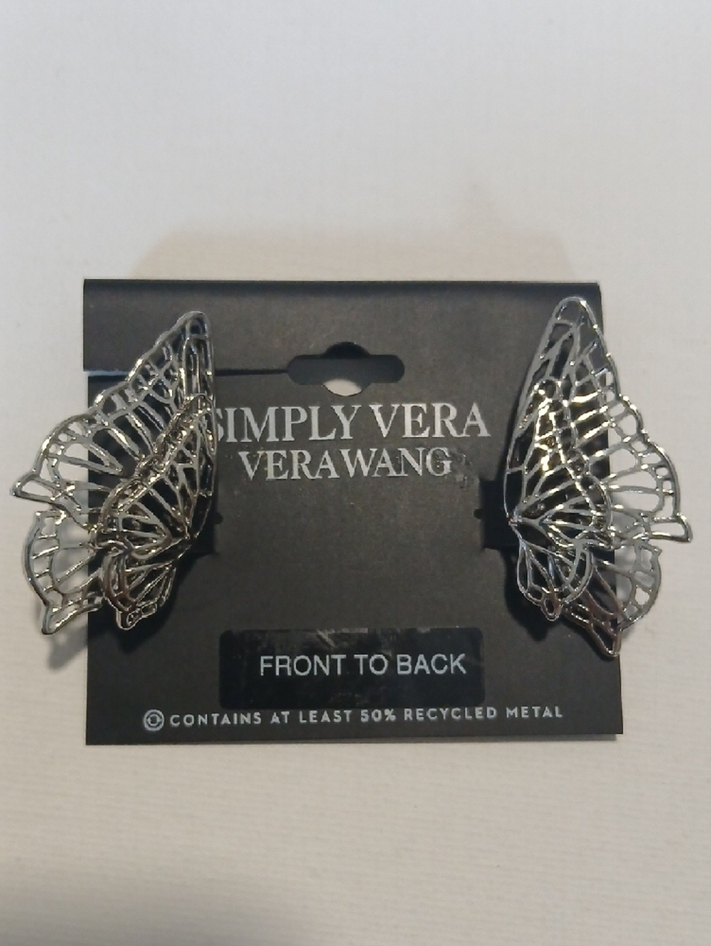 Simply Vera Vera Wang Silver Filigree Movable Butterfly Wing Earrings - Picture 7 of 7